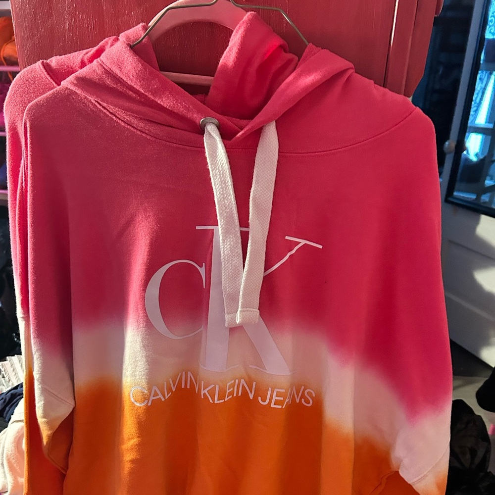 Calvin Klein Pink and Orange Gradient Hoodie